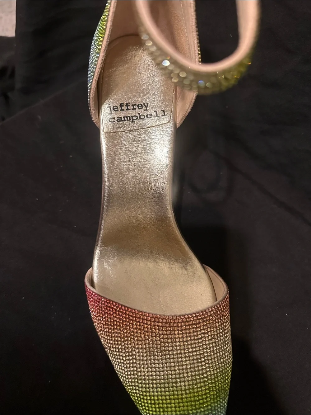 Jeffery Campbell Rhinestone Ankle-Strap Pointed Toe Pump - Multi Rainbow